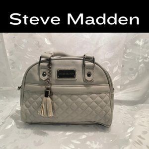STEVE MADDEN soft leather quilted logo satchel top handle bag